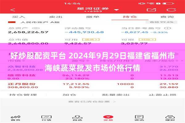 好炒股配资平台 2024年9月29日福建省福州市海峡蔬菜批发市场价格行情