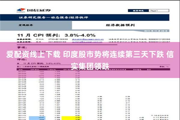 爱配资线上下载 印度股市势将连续第三天下跌 信实集团领跌