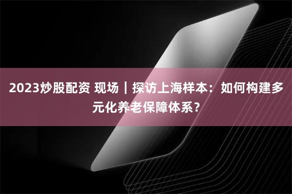 2023炒股配资 现场｜探访上海样本：如何构建多元化养老保障体系？