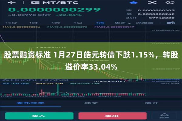 股票融资标准 1月27日皓元转债下跌1.15%，转股溢价率33.04%